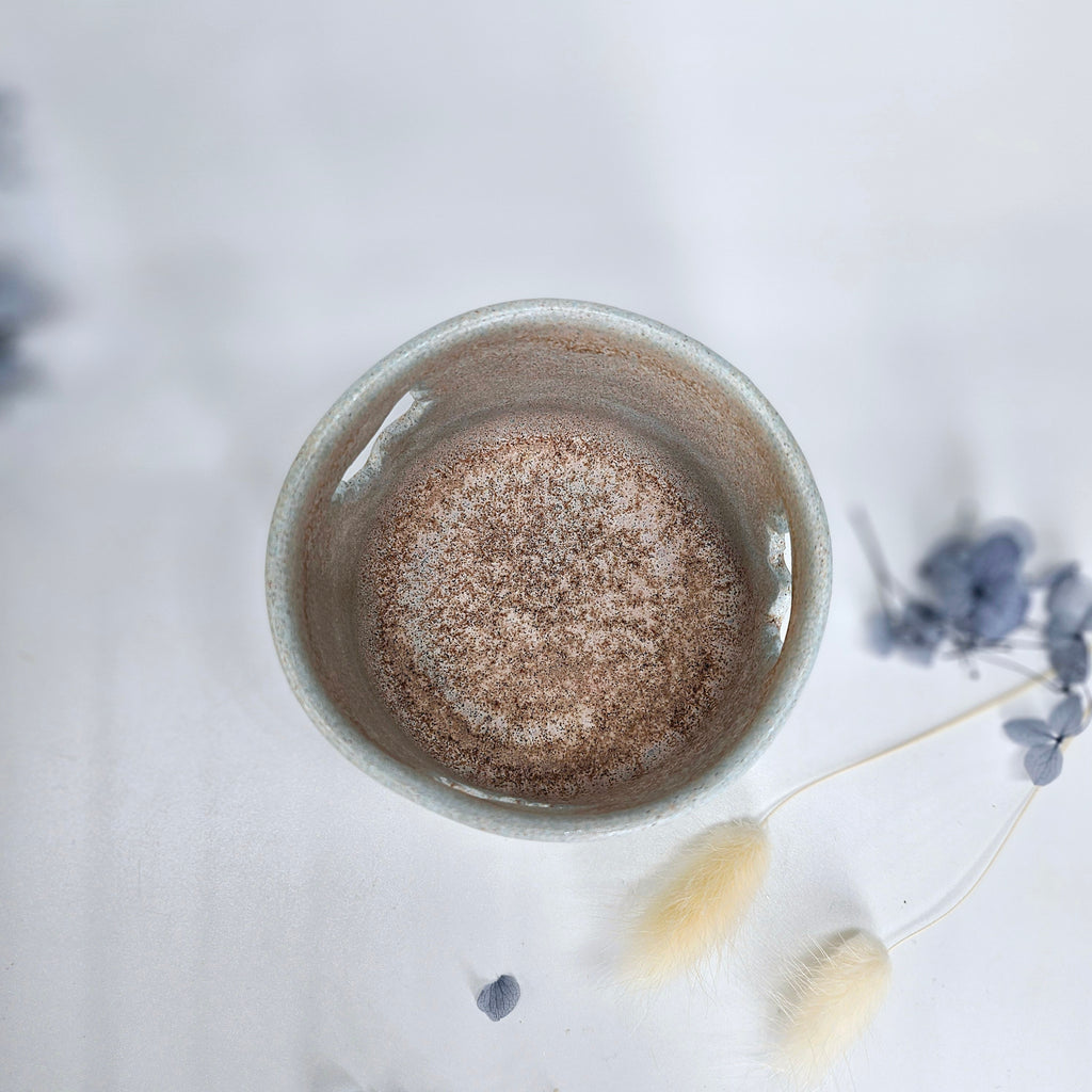 InnovaTON Teelichthalter - hellblau/Steinoptik