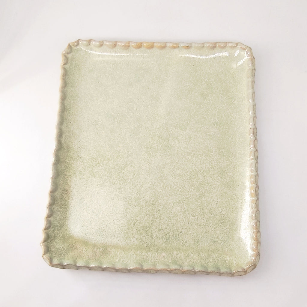 InspiraTon Butterdose eckig handgemacht mit Klöppelspitze Dekor