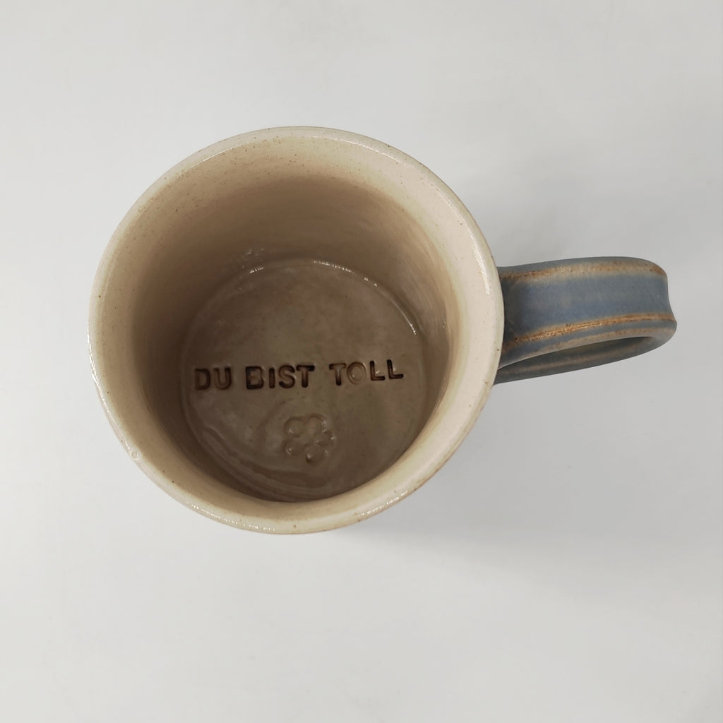 InspiraTON Tasse handgemacht mit Klöppelspitzen Dekor
